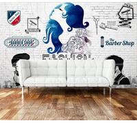 XLMING White Brick Wall People Architecture Hairdressing 3D Wallpaper Premium Textured Silk Study Dining Living Room Bedroom Sofa TV Wall Easy Install-250cm×170cm