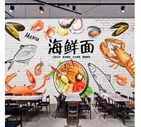 XLMING White Brick Walls Seafood Delicacies Fruit 3D Wallpaper Luxury Home Dining Decor Paste Sofa Living Room The Wall for Bedroom Mural-250cm×170cm