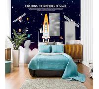XLMING White Clouds Space Planet Rocket Stars 3D Wallpaper Premium Textured Silk Study Dining Living Room Bedroom Sofa TV Wall Easy Install-250cm×170cm