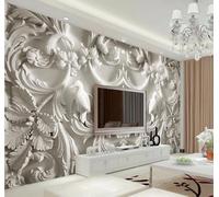 XLMING White Relief Plants Flowers Birds 3D Wallpaper Premium Textured Silk Study Dining Living Room Bedroom Sofa TV Wall Easy Install-250cm×170cm