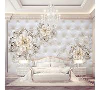 XLMING White Upholstered Three Dimensional Flowers Art 3D Wallpaper Luxury Home Dining Decor Paste Sofa Living Room The Wall for Bedroom Mural-350cm×256cm