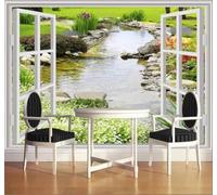 XLMING Windows Gardens Streams Flowers Lawns 3D Wallpaper Luxury Home Dining Decor Paste Sofa Living Room The Wall for Bedroom Mural-350cm×256cm