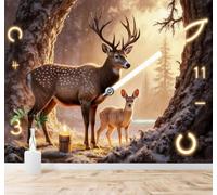 XLMING Winter Forest Deer Candlelight Snowy Ground 3D Wallpaper Premium Textured Silk Study Dining Living Room Bedroom Sofa TV Wall Easy Install-200cm×140cm