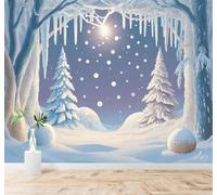 XLMING Winter Forest Snowflakes Frozen Trees Icicles 3D Wallpaper Silky Texture Home Study Office Grey Dining Room Sofa Bedroom Living Room TV Backdrop-400cm×280cm