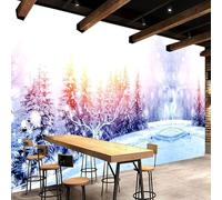 XLMING Winter Snowy Mountain Pine Cedar Elk White Fantasy 3D Wallpaper Luxury Silk Study Dining Feature Sofa Grey Bedroom Living Room Tv Decorative Wall-400cm×280cm