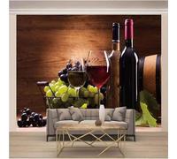 XLMING Wood Grain Creative Wine Fruit Grape 3D Wallpaper Luxury Home Dining Decor Paste Sofa Living Room The Wall for Bedroom Mural-150cm×105cm