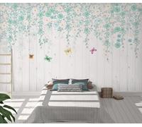 XLMING Wood Grain Plants Flowers Vines Butterflies 3D Wallpaper Premium Textured Silk Study Dining Living Room Bedroom Sofa TV Wall Easy Install-430cm×300cm