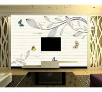XLMING Wood Grain Simple Leaves Butterfly Creative 3D Wallpaper Silky Texture Home Study Office Grey Dining Room Sofa Bedroom Living Room TV Backdrop-350cm×256cm