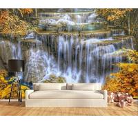 XLMING Yellow Leaves Forest Waterfall Scenery 3D Wallpaper Luxury Home Dining Decor Paste Sofa Living Room The Wall for Bedroom Mural-250cm×170cm