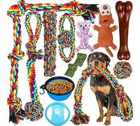 XLMYS 17 PCS Dog Chew Toys for Aggressive Chewers, Puppy Teething Chew Toys Dog Rope Toys Tug of War Dog Toys for Puppy Teething