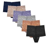 Xlndsoea Women's High Waisted Retro Thong Panties Seamless Plus Size Lace Cotton Underwear, 6 Pcs All Lace Thong, XXL