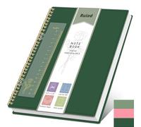 XLOXFU 2025 Notebook A4 Journals for Women Men, 110 Pages, College Ruled Spiral Note book, 100 GSM, with Bookmark Ruler, Inner Pocket, Thick 80S PVC for School Travel Office 21.5 x 27.9cm,Dark Green