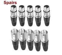 XLR 3-Pin Female Connector for DMX Audio Microphone Cable, 10pcs Brass Plug with Plastic+Iron Housing, Compatible with MIC Snake Cable