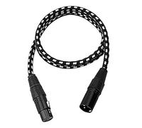 XLR Audio Cable for Professional Microphone, Audio Interface, Braided Canon Audio Cable for Desktop, Studio, Audio Recording (Black and White) (0.5m)
