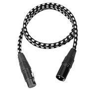 XLR Audio Cable for Professional Microphone, Audio Interface, Braided Canon Audio Cable for Desktop, Studio, Audio Recording (Black and White) (1m)