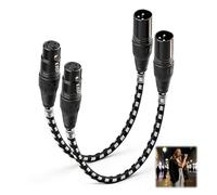 XLR Cables 0.3m/1ft 2 Pack, Nylon Braided Microphone Cord with Double Shielding, Premium Balanced 3-Pin Short Audio Mic Lead Male to Female for Studio Recorder, Mic, Mixer, Speaker System, Mixer, PA