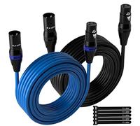 XLR Microphone Cable 35 Feet (2 Pack, Multi Colored), 3 Pin Shielded Balanced Male to Female Mic Cord, Zinc Alloy Shells, OFC, Heavy-Duty Patch Cable for Amplifier, Speaker, Mixer with 5 Cable Ties