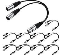 XLR Splitter Cable 1 XLR Female to 2 XLR Male Patch Y Cable Balanced Microphone Splitter Cord Audio Adaptor XLR Y Splitter Microphone Cable for Stereo Mic to L and R Audio Track, 1 Foot (5 Pcs)