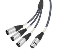 XLR Splitter Cable, Devianl XLR Y Splitter 1 Female to 3 Male, Balanced Female to Dual Male Microphone Cord Adapter Combiner, 6 FT