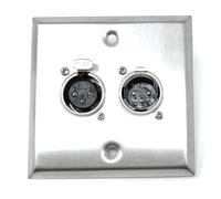 XLR Wall Plate - 3-Pin Single Gang Faceplate with 1 Male & 1 Female Socket, Stainless Steel Audio Panel with Soldering Ends for Mic, Mixer, Speaker & Amplifier
