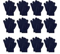 Xlretak 12 Pairs Kids Magic Gloves, Winter Knitted Warm Full Finger Gloves Children Stretch Colorful Mittens for Boys and Girls Aged 5-13 Years Old Winters Daily Cycling, Playing