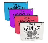 XLRSDF Funny Crochet Gifts Accessories Makeup Bag Knitting Supplies Cosmetic Bags for Women for Crocheter Knitter Mom Mother's Day, BookishEra2, 9.8 x 7 inches
