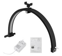 XLSBZ Foldable Half Moon Table Lamp,Adjustable Brightness Lash Light LED Nail Tech Lamp with Mobile Phone Clip,3 Color Beauty Lamp for Nail Art Eyelash Esthetician (Black)