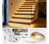 XLSBZ LED Stair Lighting Complete Set with Intelligent Motion Sensor & Daylight Sensor,100cm Cuttable LEDs Strip,16 Stairs LED Step Lights for Indoor (1M LED Strip,2700K)