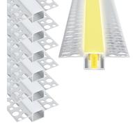 XLSBZ Plaster-in Aluminum LED Profile 6 Pack, 1M/3.3ft LED Chanel with Milky Diffuser, Trimless Plaster LED Strip Diffuser for Ceiling and Wall (for 12mm LED Strip,Type B)