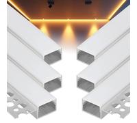XLSBZ Plaster-in LED Profile 6 Pack, 3.3ft/1M LED Channel with Milky Diffuser, Aluminium Extrusion Led Strip Diffuser for Under Cabinet, Wall, Ceiling