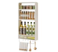 XLSBZ Spice Rack Wall Mounted,No Drilling Kitchen Shelf Hanging Storage Holder 3 Tier Organizer for Kitchen Bathroom (C with drawers & hooks & towel rack)