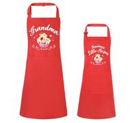 XLSXEXCL 2 Pcs Adults Kids Matching Apron Set, Funny Grandma and Me Aprons, Adjustable Kitchen Apron with 2 Pockets, Grandma and Granddaughter Matching Gift for Cooking, Baking, Painting, Training
