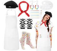 XLSXEXCL Artist Costume for Adults, Painter Dress Up Set with Artist Apron, French Beret, and Art Supplies Accessories for Halloween, Costume Parties, Theme Events, theatrical performances