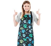 XLSXEXCL Dog Grooming Waterproof Apron with 2 Pockets, Cute Animals Puppy Dog Pets Apron, Green, about 27.6 x 31.5 inches/ 70 x 80 cm