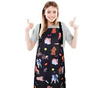 XLSXEXCL Dog Grooming Waterproof Apron with 2 Pockets, Cute Animals Puppy Dog Pets Apron, Green, about 27.6 x 31.5 inches/ 70 x 80 cm