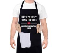 XLSXEXCL Funny Cooking Aprons for Men, DON'T WORRY, I CAN DO THIS. I WATCHED A YOUTUBE VIDEO, Aprons for Adults with Two Pockets, Adjustable Chef Apron, Funny Gift for Men and Women for Cooking BBQ