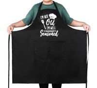 XLSXEXCL Plus Size Funny Apron for Men, I'M NOT Old I'M WELL Seasoned, Kitchen Grilling Aprons for Cooking Baking, Grilling Aprons for Men Adjustable Chef Aprons with Two Pockets (39’’ x 39''), Black,