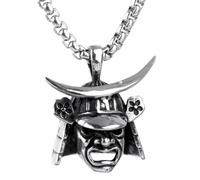 XLTEAM Casual Necklace Pendant Samurai skull pendant necklace for men personality fashion Punk Rock trendy jewelry gift Party JewelleryBirthday Gift