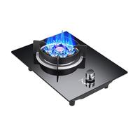 XLTFUC 33cm Gas Stove, 5.2KW Nine-hole Direct Injection Concentrated Fierce Fire, Black Tempered Glass Cast Iron Pot Rack With Flameout Protection Freestanding Stove Camping Outdoor(LPG)