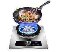 XLTFUC Gas Cooker, 7.2KW 9 Cavities Timing High Flame, Tempered Glass Cast Iron Pot Stand, Independent Stove Camping Outdoors, 43×32×15cm (Size : NG)