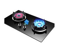 XLTFUC Gas Range 2 Burner Gas Range Portable Gas Range Tempered Glass Ignition Camping Dual Burner LPG/NG, 9 Chamber Timed High Flame (Size : LPG)