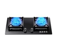 XLTFUC Gas Stove 2 Burners 5.2KW Portable Gas Stove Tempered Glass Ignition Camping Dual Burner LPG/Natural Gas Accidental Flameout Protection Device(NG)