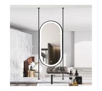 XLTFUC LED Lighting Bathroom Mirror Rectangular Ceiling Hanging Mirror, Ceiling Lighted Full Length Mirror With Touch Button, Punch Hole Installation(Black,50x100cm)