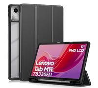 XLTTONG Case for Lenovo Tab M11 11 Inch 2024 with Pen Holder,Clear Transparent Hard PC Back Cover Smart Trifold Stand Case for Lenovo M11,Auto Wake/Sleep (Black)