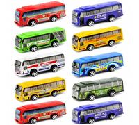 XLTXWD 10PCS Pull Back Bus Set of 16, 8 Colour Assortment, Durable Miniature Vehicle Collection, Leisure Activity, Compact Size for Easy Storage, Detailed Design with Even Rolling Wheels