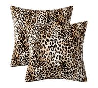 XLTXWD 2 Pcs Leopard Print Bedding, Print Pillow, Leopard Print Cushion Covers Soft Plush Set of Two, Home Decor for Sofa and Bed, Textured Faux Fur Double-Sided Pattern