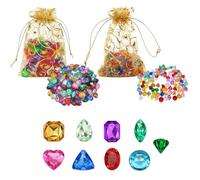 XLTXWD 228 Pcs Jewels, Gemstones, Craft Gemstones Collection, Creative Craft and Treasure Hunt Games, Assorted Coloured Pool Gems with Storage Bag, Diamond Shapes Included