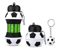 XLTXWD 2Pcs Football Water Bottle with Keychain, Sports Hydration Solution for Training and Outdoor Activities, Compact Set for Active Lifestyles, Durable Themed Design for Football Enthusiasts