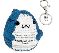 XLTXWD 2PCS Shark Plush, Emotional Support Gift, Positive Crochet Animals Crochet Animals Cute Emotional Support Doll with Card Cute Potato for Halloween Birthday Gifts Friends Party Decoration