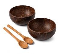 XLTXWD 4Pcs Coconut Bowl, Acai Bowl, with 2 Bowls and 2 Spoons, Shell Tableware for Acai Bowl and Smoothie Bowl, Handcrafted Eco-Friendly Dinnerware